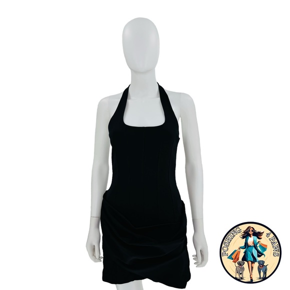 SIMKHAI Luminita Wrap Front Formal Stretch Jersey Mini Dress in Black Size 6 - Picture 12 of 14